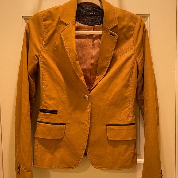 Esprit fine gauge yellow corduroy women’s blazer - Picture 1 of 7